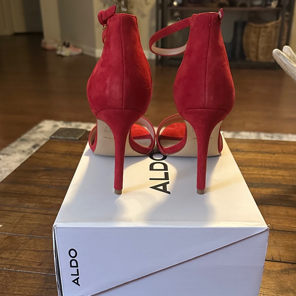 Aldo Vibrant Red Heeled Sandals - Picture 3 of 4